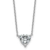 14k White Gold 1 1/2 carat Certified Lab Grown Diamond VS+ F+ Heart Complete 18 inch Four Prong Pendant Necklace